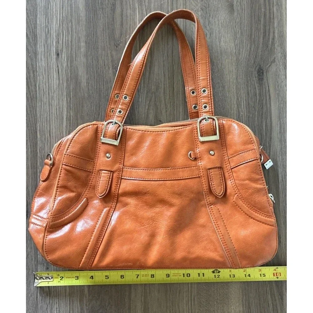 Vintage Maxx New York Orange Purse, Y2K, Zippers Leopard Print, Shoulder bag
